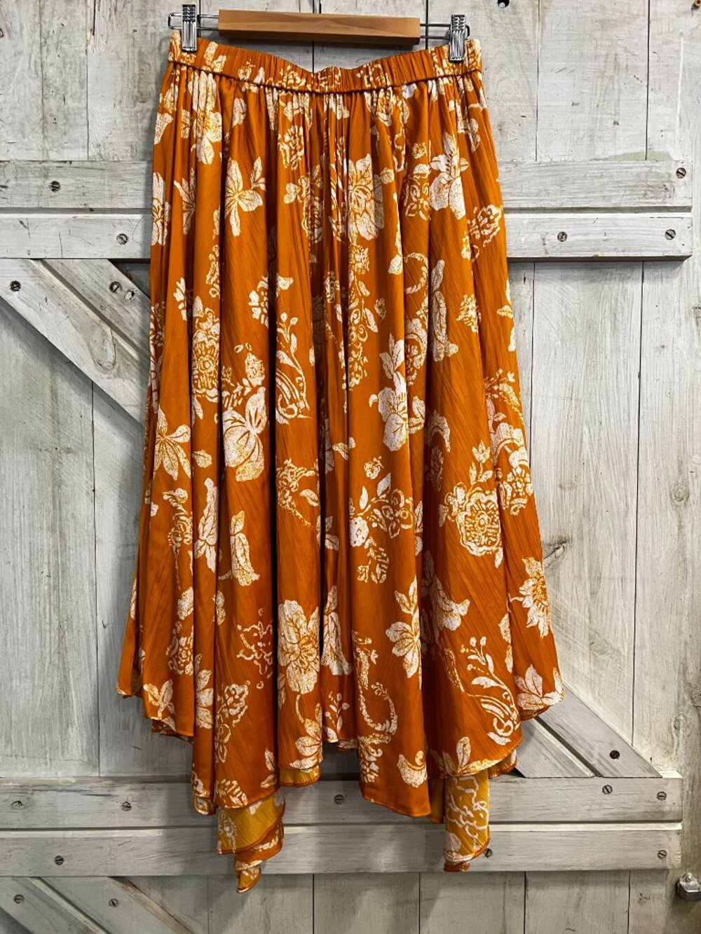 Anthropologie Orange & Cream Sleek A-Line Skirt Size S - Picture 3 of 7